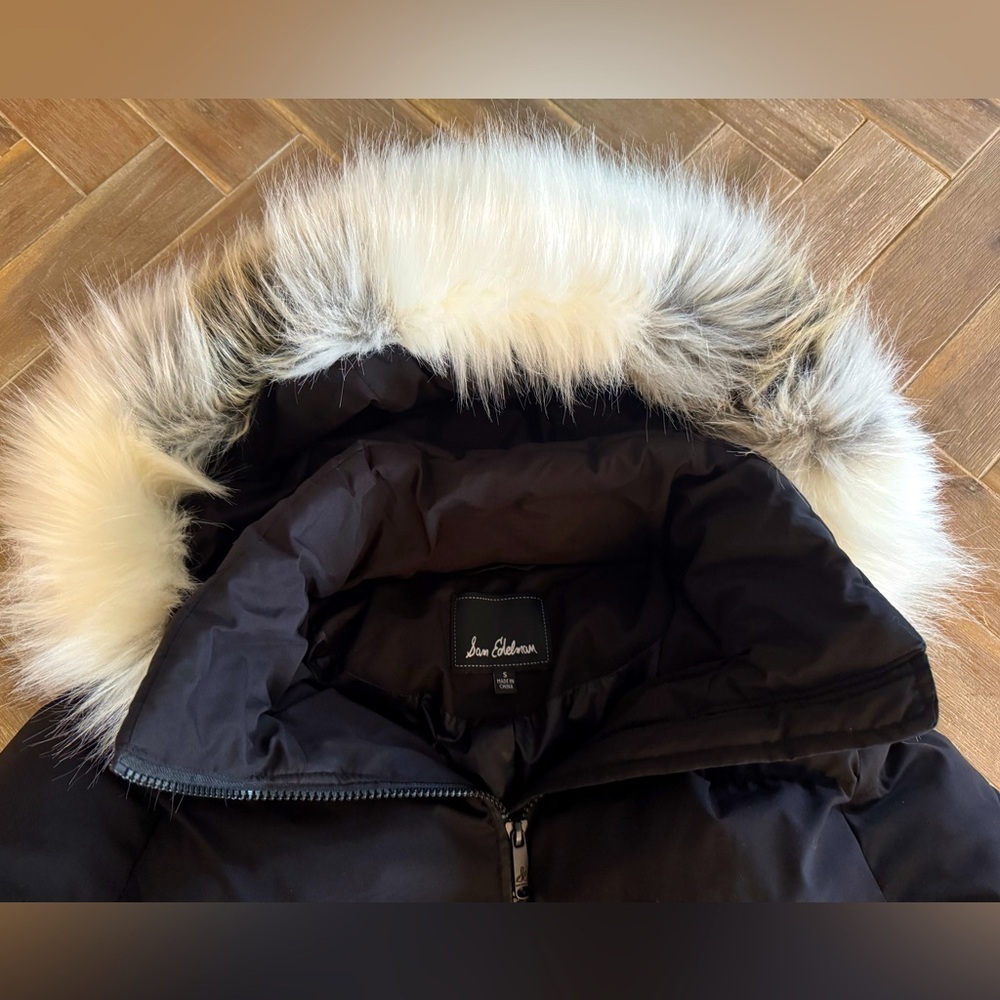 Sam Edelman Puffer w/ White Faux Fur Hood - Sz S - Picture 8 of 12